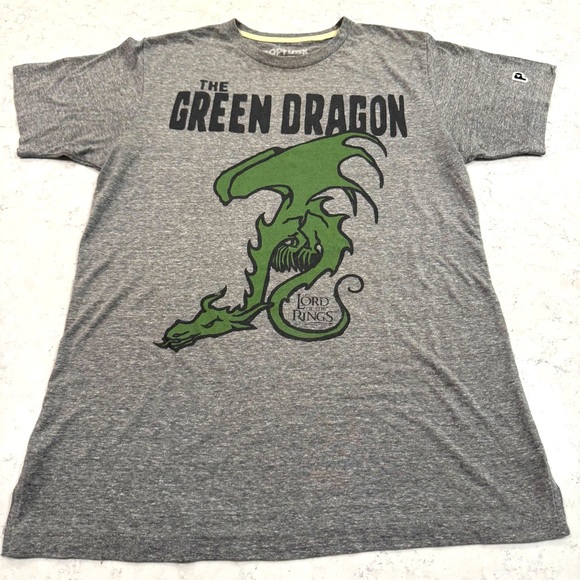 The Lord of the Rings Heathered Gray T-Shirt The Green Dragon Graphic Tee Men M - Picture 1 of 9